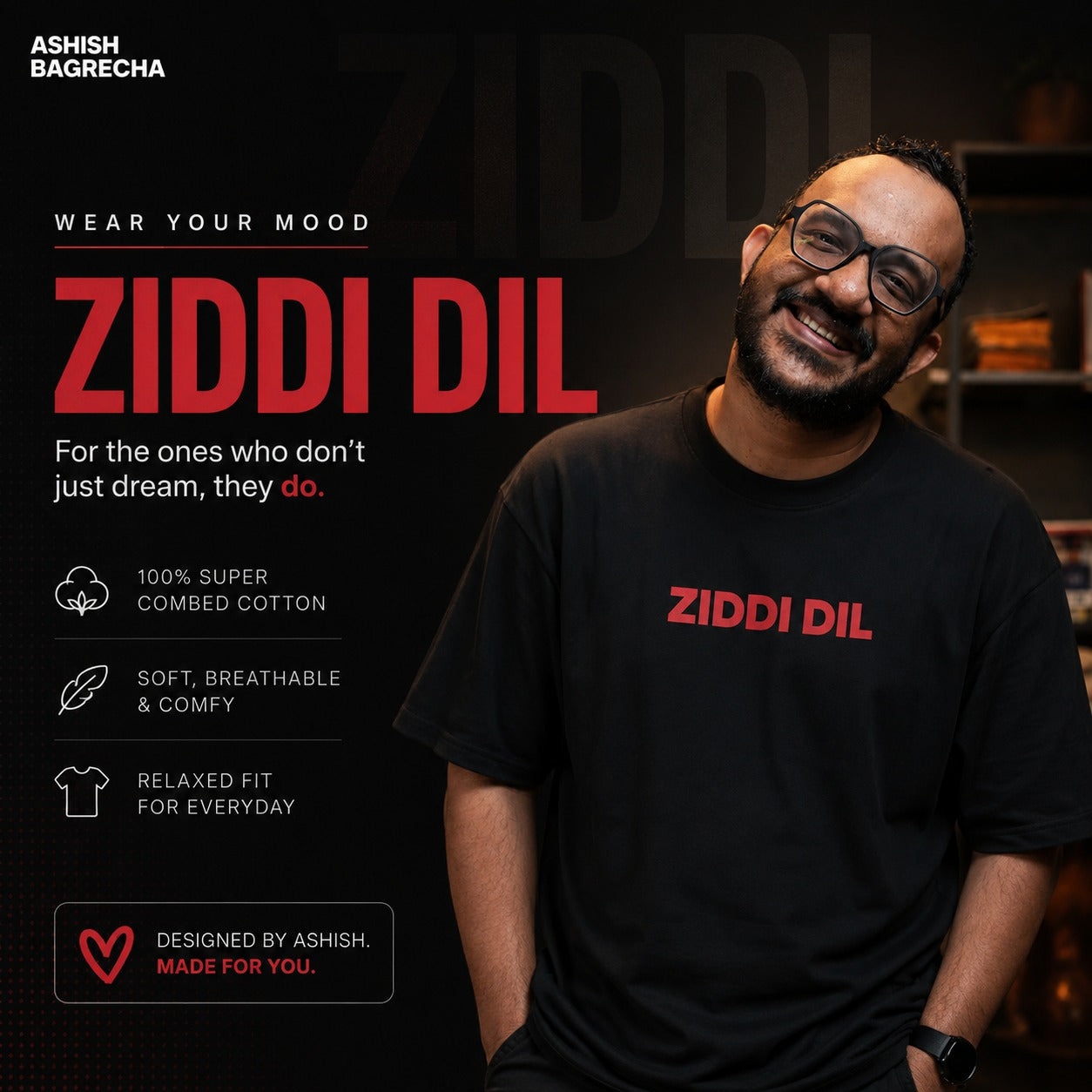 Ziddi Dil - Official Oversized T-Shirt - Terry Cotton 280 GSM